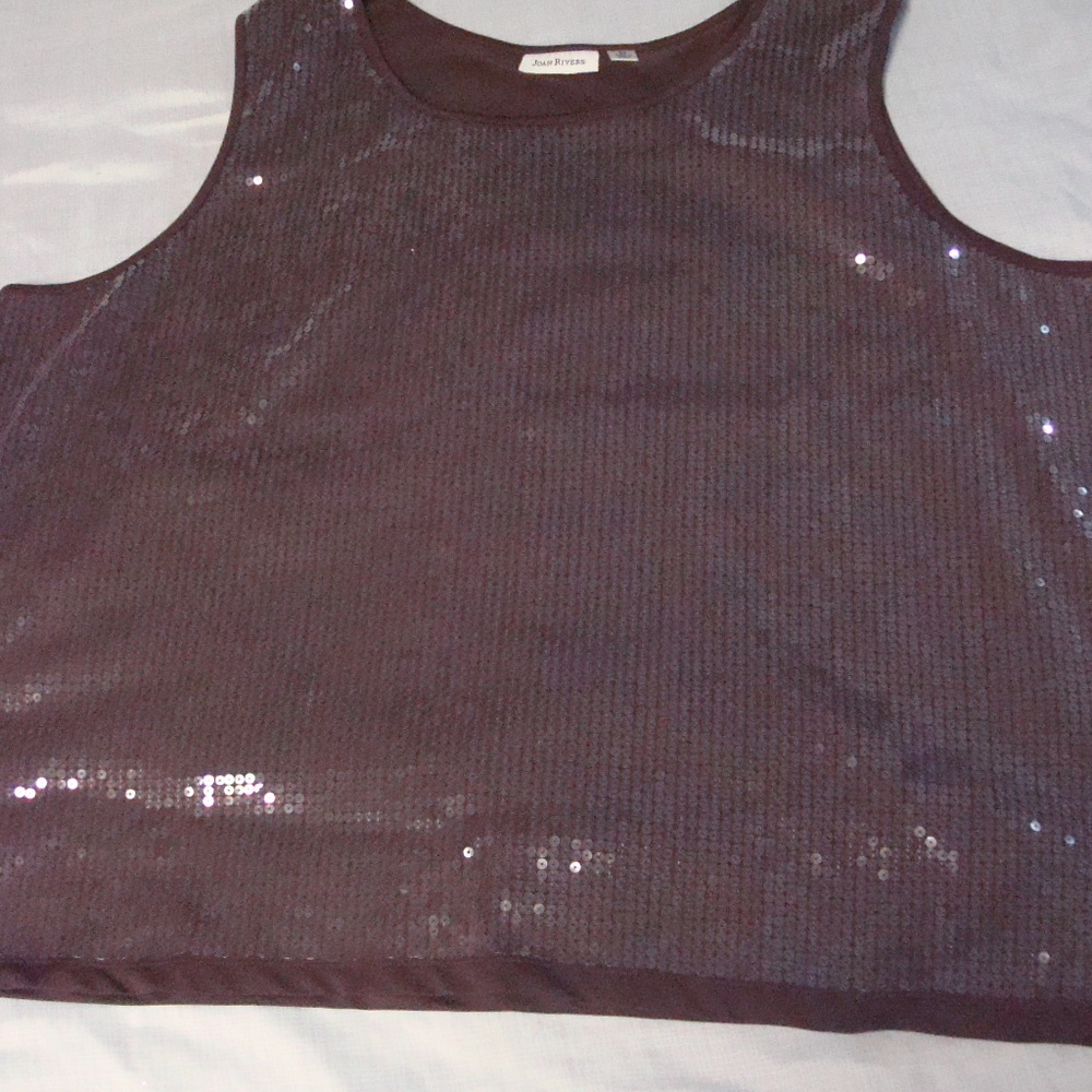 JOAN RIVERS BROWN SEQUIN SHELL TANK TOP
